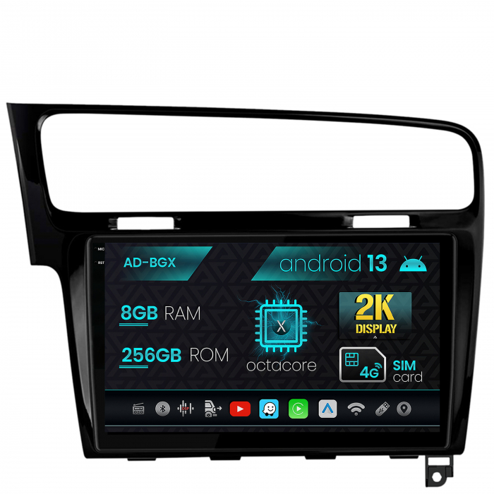 Navigatie Volkswagen GOLF 7, Android 13, X-Octacore 8GB RAM + 256GB ROM, 10.36 Inch - AD-BGX10008+AD-BGRKIT023B