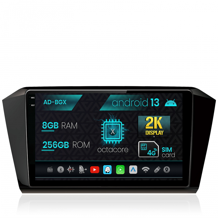 Navigatie Volkswagen Passat B8, Android 13, X-Octacore 8GB RAM + 256GB ROM, 10.35 Inch - AD-BGX10008+AD-BGRKIT037