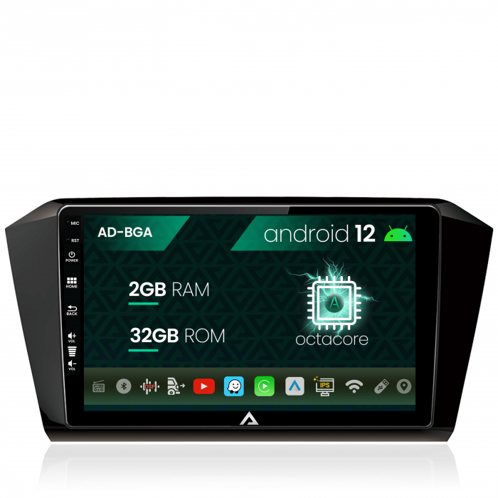 Navigatie Volkswagen Passat B8, Android 13, A-Octacore 2GB RAM + 32GB ROM, 10.1 INCH - AD-BGA10002+AD-BGRKIT037