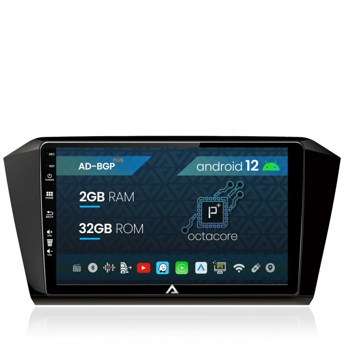 Navigatie Volkswagen Passat B8, Android 12, P-Octacore 2GB RAM + 32GB ROM, 10.1 Inch - AD-BGP10002+AD-BGRKIT037