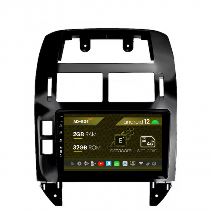 Navigatie Volkswagen Polo (2004-2011), Android 12, E-Octacore 2GB RAM + 32GB ROM, 9 Inch - AD-BGE9002+AD-BGRKIT033OLD