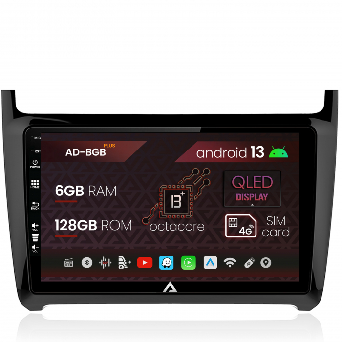 Navigatie Volkswagen Polo (2014+), Android 13, B-Octacore   6GB RAM + 128GB ROM, 9 Inch - AD-BGB9006+AD-BGRKIT033