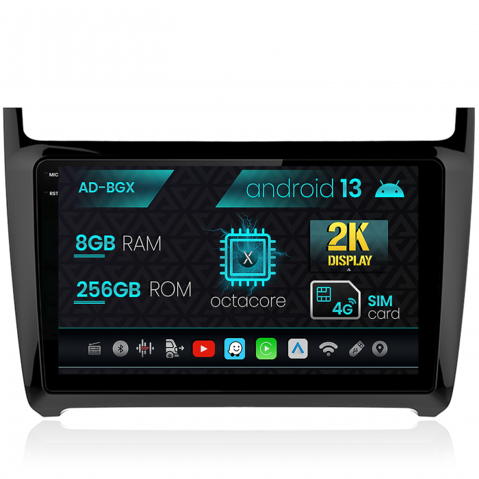 Navigatie Volkswagen Polo (2014+), Android 13, X-Octacore 8GB RAM + 256GB ROM, 9.5 Inch - AD-BGX9008+AD-BGRKIT033