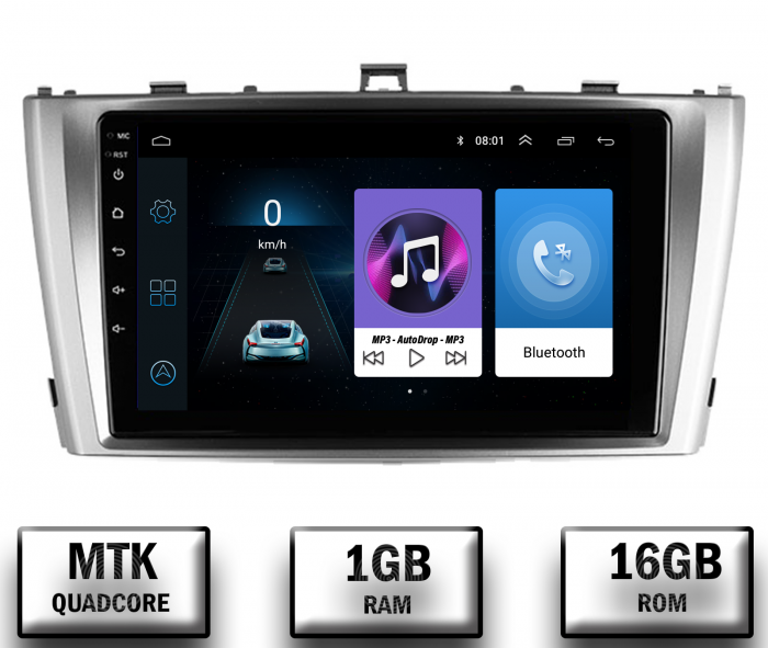 Navigatie Toyota Avensis (2008-2015), Android 10, P-Quadcore 1GB RAM + 16GB ROM, 9 Inch - AD-BGP9001+AD-BGRKIT093