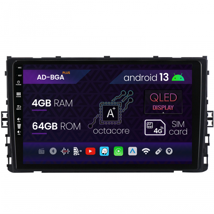 Navigatie Volkswagen Polo (2018+), Android 13, A-Octacore   4GB RAM + 64GB ROM, 9 Inch - AD-BGA9004+AD-BGRKIT041
