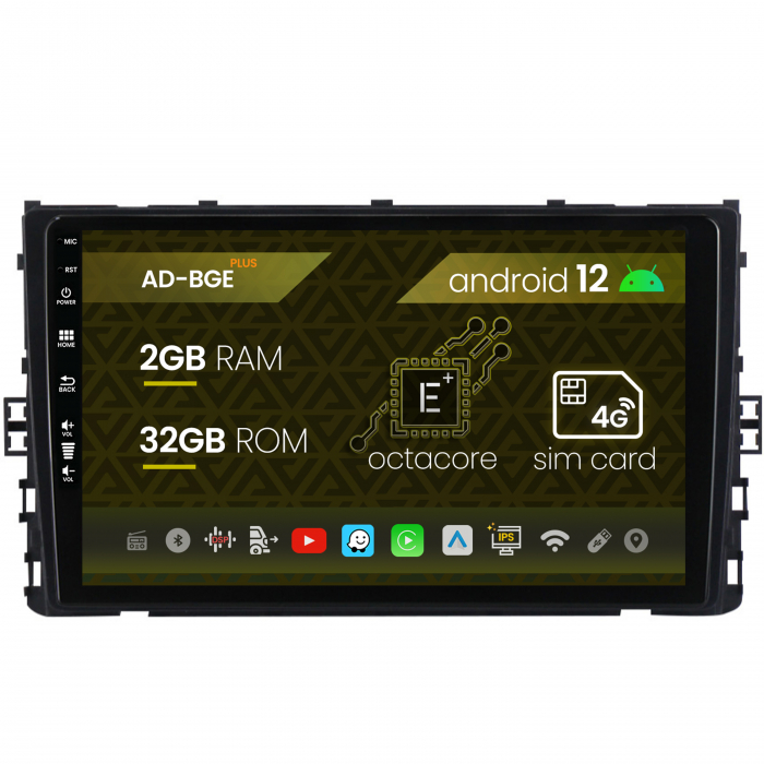 Navigatie Volkswagen T-Roc (2017+), Android 12, E-Octacore   2GB RAM + 32GB ROM, 9 Inch - AD-BGE9002+AD-BGRKIT035V2