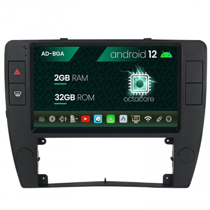 Navigatie Volkswagen Passat B5 5.5 (1996-2005), Android 13, A-Octacore 2GB RAM + 32GB ROM, 9 Inch - AD-BGA9002+AD-BGRKIT25OLD