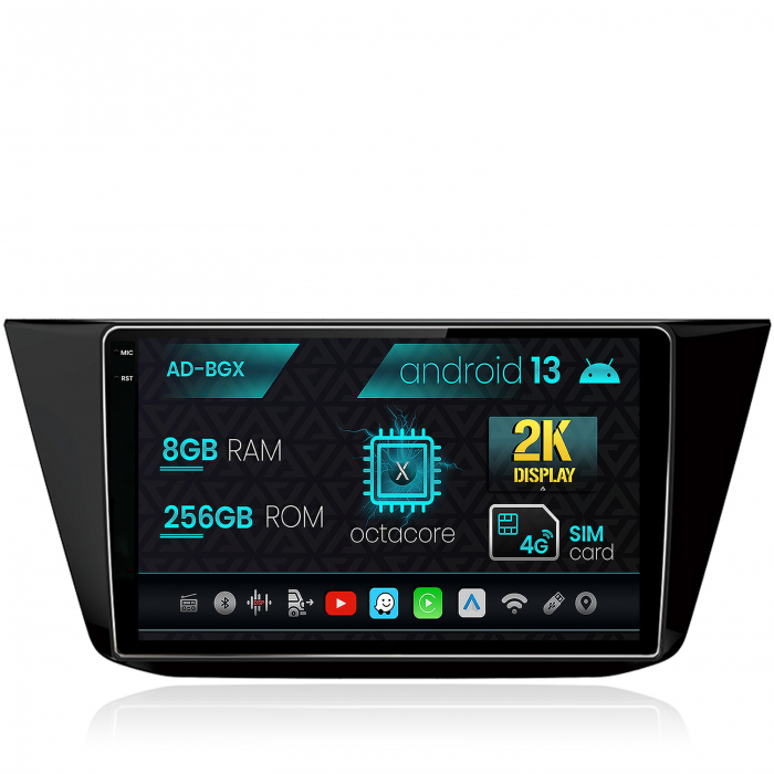 Navigatie Volkswagen Tiguan (2016+), Android 13, Z-Octacore   8GB RAM + 256GB ROM, 10.36 Inch - AD-BGX10008+AD-BGRKIT036