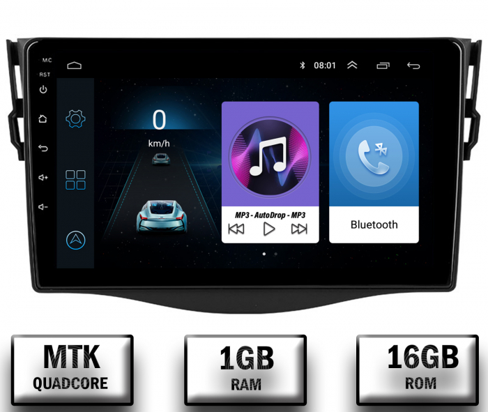 Navigatie Toyota RAV4 (2006-2013), Android 10, P-Quadcore   1GB RAM + 16GB ROM, 10.1 Inch - AD-BGP10001+AD-BGRKIT096