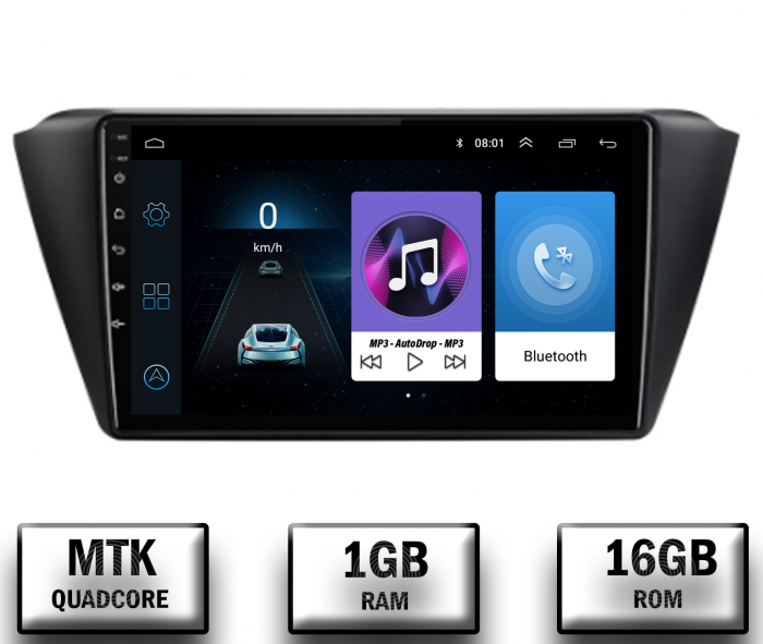 Navigatie Skoda Fabia (2015+), Android 10, P-Quadcore   1GB RAM + 16GB ROM, 10.1 Inch - AD-BGP10001+AD-BGRKIT039