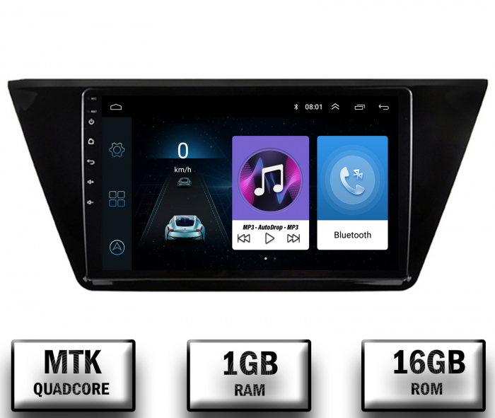 Navigatie Volkswagen Touran (2016+), P-Quadcore 1GB RAM + 16GB ROM, 10.1 Inch - AD-BGP10001+AD-BGRKIT032