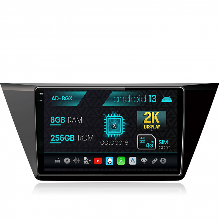 Navigatie Volkswagen Touran (2016+), Android 13, Z-Octacore   8GB RAM + 256GB ROM, 10.36 Inch - AD-BGE9008+AD-BGRKIT032