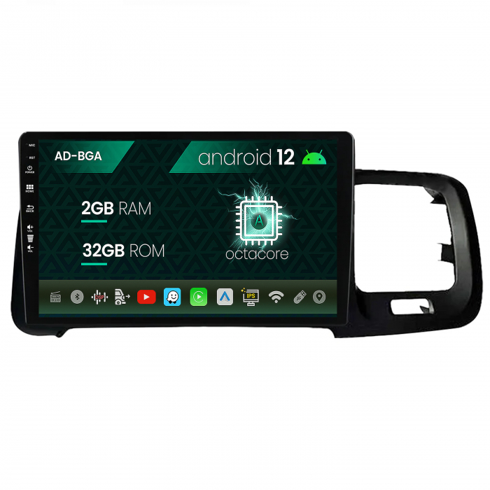 Navigatie Volvo S60 (2010-2015), Android 13, A-Octacore 2GB RAM + 32GB ROM, 9 Inch - AD-BGA9002+AD-BGRKIT401