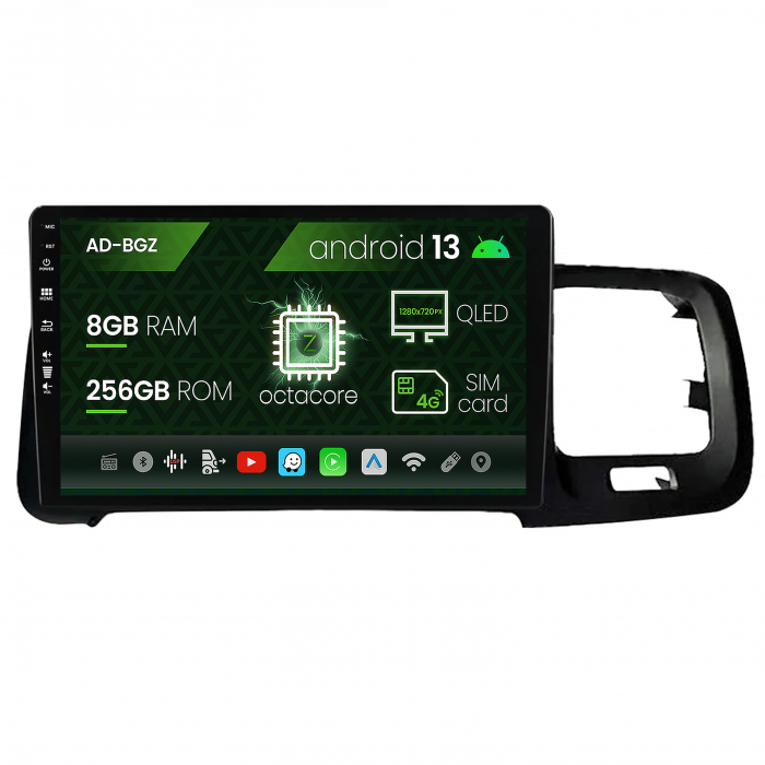 Navigatie Volvo S60 (2010-2015), Android 13, Z-Octacore   8GB RAM + 256GB ROM, 9 Inch - AD-BGZ9008+AD-BGRKIT401