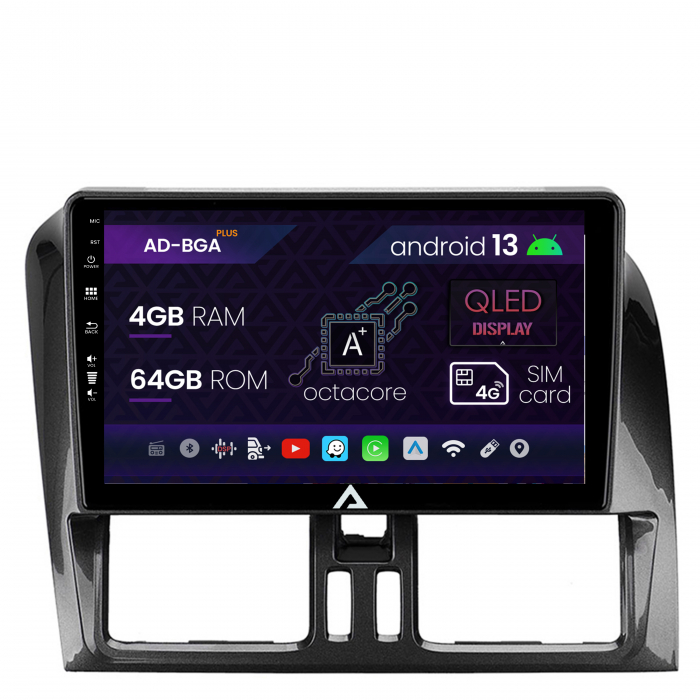 Navigatie Volvo XC60 (2008-2013), Android 13, A-Octacore 4GB RAM + 64GB ROM, 9 Inch - AD-BGA9004+AD-BGRKIT400V2