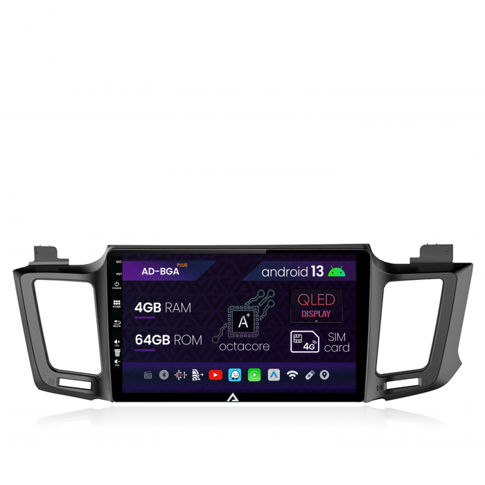 Navitatie Toyota RAV4 (2013-2018), Android 13, A-Octacore   4GB RAM + 64GB ROM, 10.1 Inch - AD-BGA10004+AD-BGRKIT060