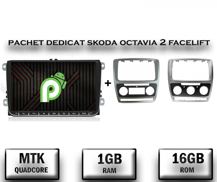 [Pachet] Navigatie Skoda Octavia 2 Facelift, Android 10, P-Quadcore   1GB RAM + 16GB ROM, 9 inch - AD-BGPW9MTK+AD-BGRSK005 002