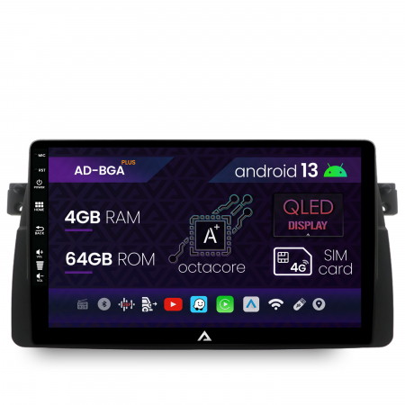Navigații auto dedicate - Navigatie BMW E46, Android 13, A-Octacore / 4GB RAM + 64GB ROM, 9 Inch - AD-BGA9004+AD-BGRKIT397