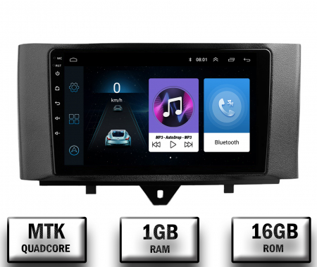 Smart FORTWO 2010-2015 - Navigatie Smart For Two (2010-2015), Android 10, P-Quadcore / 1GB RAM + 16GB ROM, 9 Inch - AD-BGP9001+AD-BGRKIT409