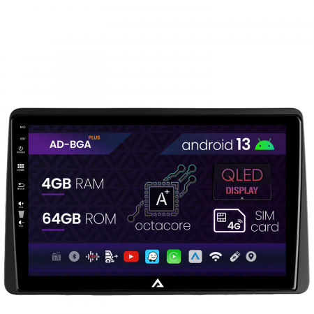 Navigații auto dedicate - Navigatie Dacia Duster (2018-2021), Android 13, A-Octacore / 4GB RAM + 64GB ROM, 10.1 Inch - AD-BGA10004+AD-BGRKIT374