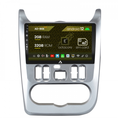 Navigații auto dedicate - Navigatie Dacia Logan / Duster / Sandero (2009-2013), Android 12, E-Octacore / 2GB RAM + 32GB ROM, 9 Inch - AD-BGE9002+AD-BGRKIT367