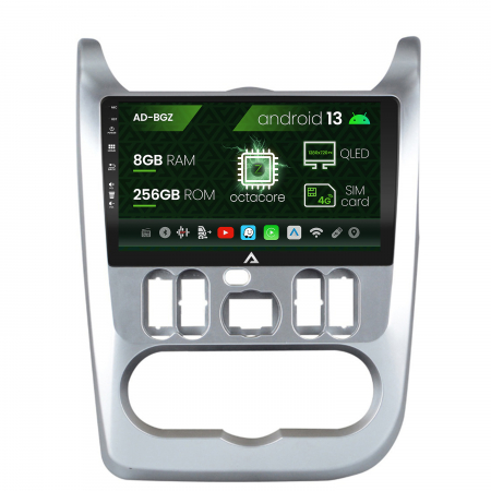 Navigații auto dedicate - Navigatie Dacia Logan, Duster, Sandero (2009-2013), Android 13, Z-Octacore / 8GB RAM + 256GB ROM, 9 Inch - AD-BGZ9008+AD-BGRKIT367