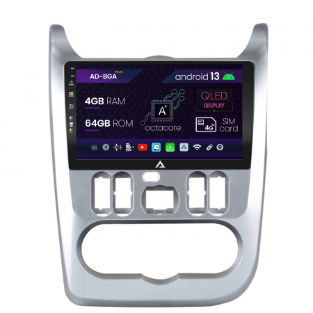 Navigații auto dedicate - Navigatie Dacia Logan / Duster / Sandero 2009-2013, Android 13, A-Octacore / 4GB RAM + 64GB ROM, 9 Inch - AD-BGA9004+AD-BGRKIT367