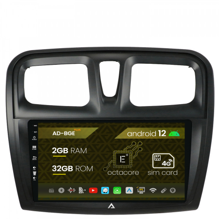 Logan 2012-2020 - Navigatie Dacia Logan / Sandero, Android 12, E-Octacore / 2GB RAM + 32GB ROM, 9 Inch - AD-BGE9002+AD-BGRKIT375