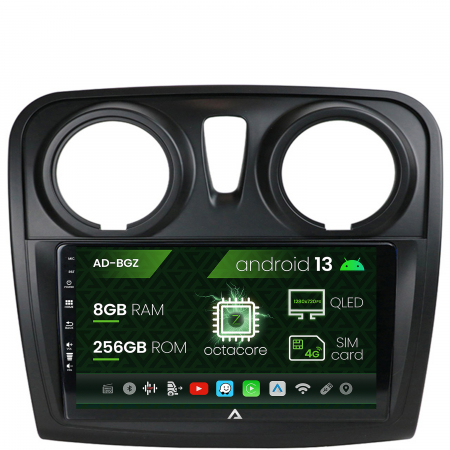Logan 2012-2020 - Navigatie Dacia Logan / Sandero, Android 13, Z-Octacore / 8GB RAM + 256GB ROM, 9 Inch - AD-BGZ9008+AD-BGRKIT376