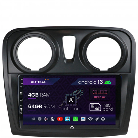 Logan 2012-2020 - Navigatie Dacia Logan / Sandero, Android 13, A-Octacore / 4GB RAM + 64GB ROM, 9 Inch - AD-BGA9004+AD-BGRKIT376