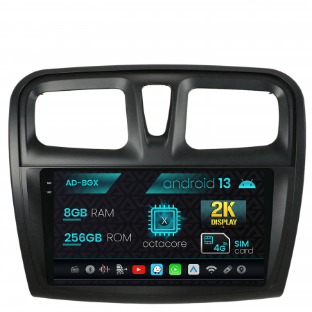 Dacia - Navigatie Dacia Logan / Sandero, Android 13, X-Octacore / 8GB RAM + 256GB ROM, 9.5 Inch - AD-BGX9008+AD-BGRKIT375