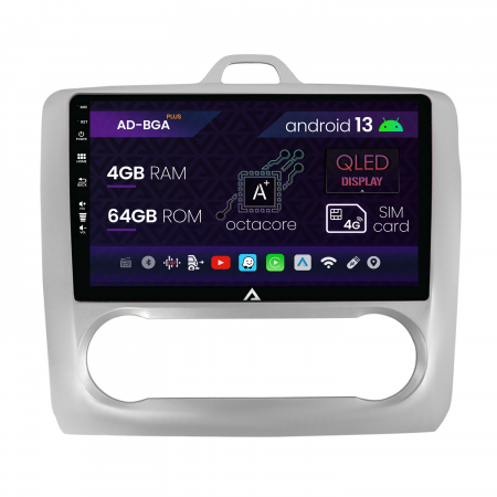 Navigații auto dedicate - Navigatie Ford Focus MK2 (2004-2011), Clima Automata, Android 13, A-Octacore / 4GB RAM + 64GB ROM, 9 Inch - AD-BGA9004+AD-BGRKIT117