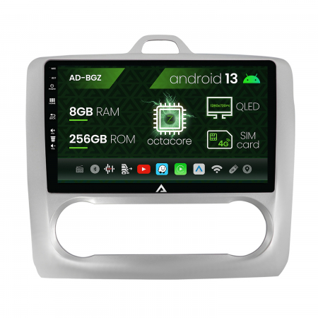 Focus MK2 2005-2007 - Navigatie Ford Focus MK2 (2004-2011), Clima automata, Android 13, Z-Octacore / 8GB RAM + 256GB ROM, 9 Inch - AD-BGZ9008+AD-BGRKIT117
