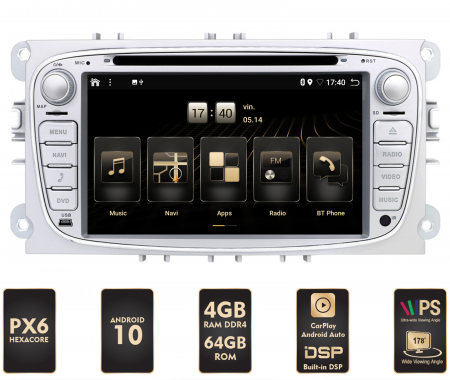 Navigații auto dedicate - [LICHIDARE STOC] Navigatie Ford Focus/Mondeo/S-Max/Transit/Tourneo, Android 10, HEXACORE|PX6| / 4GB RAM + 64GB ROM, 7 Inch cu DVD - AD-BGBFRDO7SP6-D