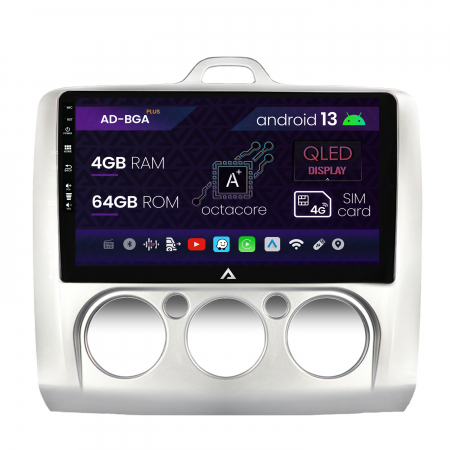 Focus MK2 2005-2007 - Navigatie Ford Focus MK2 (2004-2011), Clima Manuala, Android 13, A-Octacore / 4GB RAM + 64GB ROM, 9 Inch - AD-BGA9004+AD-BGRKIT112