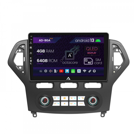 Navigații auto dedicate - Navigatie Ford Mondeo (2007-2010) Clima Automata, Android 13, A-Octacore / 4GB RAM + 64GB ROM, 10.1 Inch - AD-BGA10004+AD-BGRKIT127