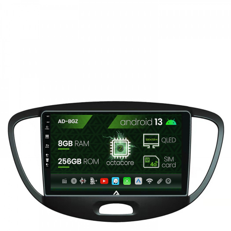 Navigații auto dedicate - Navigatie Hyundai I10 (2007-2013), Android 13, Z-Octacore / 8GB RAM + 256GB ROM, 9 Inch - AD-BGZ9008+AD-BGRKIT198