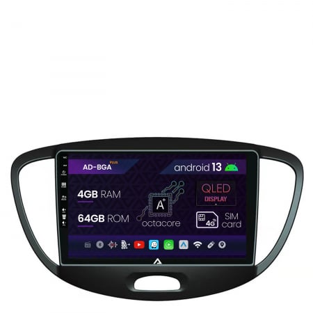 Navigații auto dedicate - Navigatie Hyundai I10 (2007-2013), Android 13, A-Octacore / 4GB RAM + 64GB ROM, 9 Inch - AD-BGA9004+AD-BGRKIT198