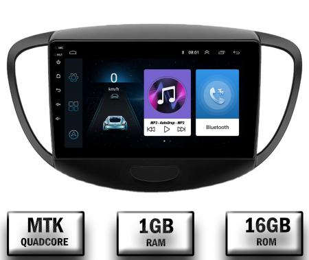 Navigații auto dedicate - Navigatie Hyundai I10 (2007-2013), Android 10, P-Quadcore / 1GB RAM + 16GB ROM, 9 Inch - AD-BGP9001+AD-BGRKIT198