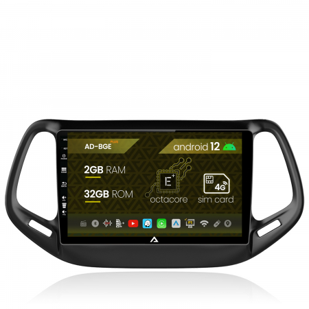 Compass 2017 - &#62;&#62; - Navigatie Jeep Compass (2016+), Android 12, E-Octacore / 2GB RAM + 32GB ROM, 10.1 Inch - AD-BGE10002+AD-BGRKIT287