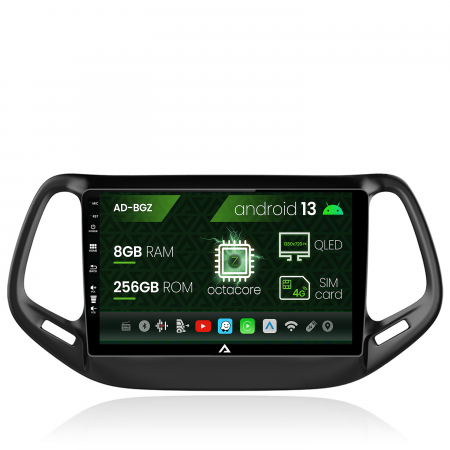 Compass 2017 - &#62;&#62; - Navigatie Jeep Compass (2016+), Android 13, Z-Octacore / 8GB RAM + 256GB ROM, 10.1 Inch - AD-BGZ10008+AD-BGRKIT287