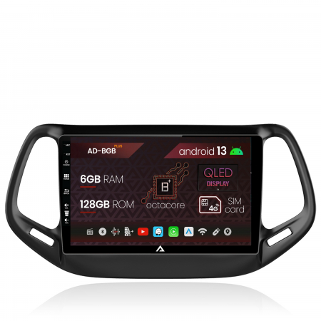 Compass 2017 - &#62;&#62; - Navigatie Jeep Compass (2016+), Android 13, B-Octacore / 6GB RAM + 128GB ROM, 10.1 Inch - AD-BGB10006+AD-BGRKIT287