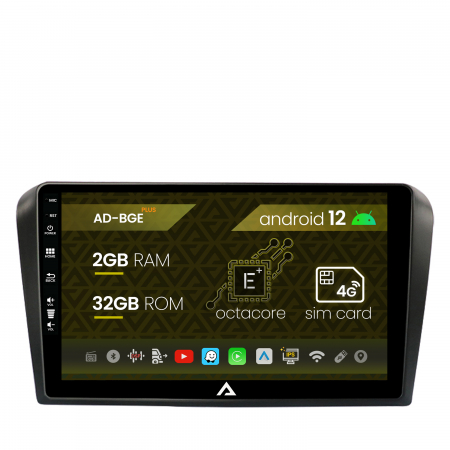 Navigații auto dedicate - Navigatie Mazda 3 (2003-2009), Android 12, E-Octacore / 2GB RAM + 32GB ROM, 9 Inch - AD-BGE9002+AD-BGRKIT322