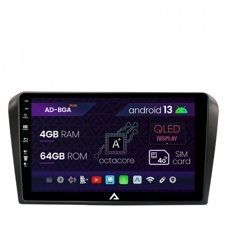 Navigații auto dedicate - Navigatie Mazda 3 (2003-2009), Android 13, A-Octacore / 4GB RAM + 64GB ROM, 9 Inch - AD-BGA9004+AD-BGRKIT322