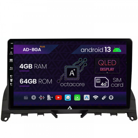 Navigații auto dedicate - Navigatie Mercedes Benz C-Class W204 (2006-2012), Android 13, A-Octacore / 4GB RAM + 64GB ROM, 9 Inch - AD-BGA9004+AD-BGRKIT419