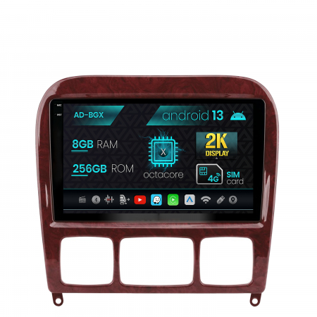 Navigații auto dedicate - Navigatie Mercedes Benz S-Class (1998-2005), Android 13, X-Octacore / 8GB RAM + 256GB ROM, 9.5 Inch - AD-BGX9008+AD-BGRKIT408