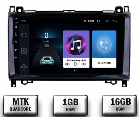 Mercedes Benz - Navigatie Mercedes Benz Sprinter, Viano, Vito, A/B Class, Crafter, Android 10, P-Quadcore / 1GB RAM + 16GB ROM, 9 Inch - AD-BGP9001+AD-BGRKIT407