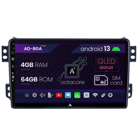 Suzuki - Navigatie Opel Agila / Suzuki Splash (2007-2014), Android 13, A-Octacore / 4GB RAM + 64GB ROM, 9 Inch - AD-BGA9004+AD-BGRKIT388V2