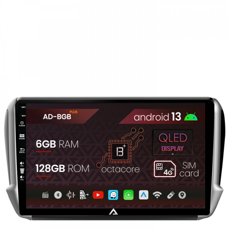 Navigații auto dedicate - Navigatie Peugeot 208/2008 (2012+), Android 13, B-Octacore / 6GB RAM + 128GB ROM, 10.1 Inch - AD-BGB10006+AD-BGRKIT258