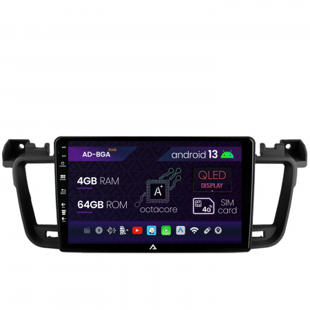 Navigații auto dedicate - Navigatie Peugeot 508 (2010-2018), Android 13, A-Octacore / 4GB RAM + 64GB ROM, 9 Inch - AD-BGA9004+AD-BGRKIT264